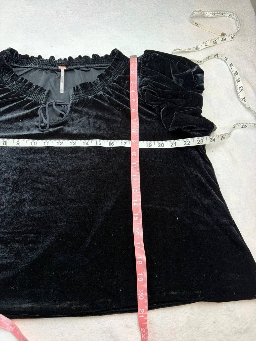 Free People Black Velvet Puff Sleeve Top XL Romantic Goth Boho